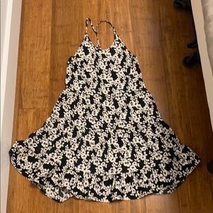 Floral black and white shirt dress